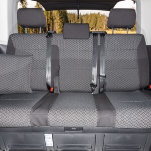 Schonbezug Design Quadratic/Titanschwarz 3er-Bank ohne Mittelarmlehne VW T6.1 Multivan/California Beach Second Skin