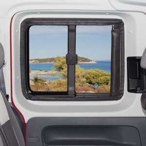 FLYOUT Schiebefenster Schiebetür rechts VW Caddy 4 / 3, FLYOUT-Schiebefenster-VW-Caddy-4-3-geoeffnet